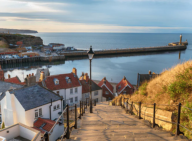 whitby steps down to beach