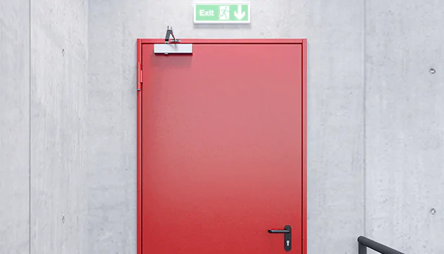 red fire exit door