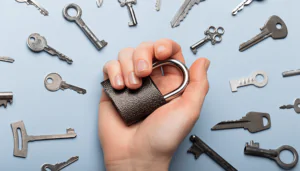lock in hands with lots of keys