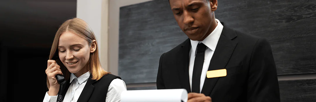 hotel receptionists with deposit receipt
