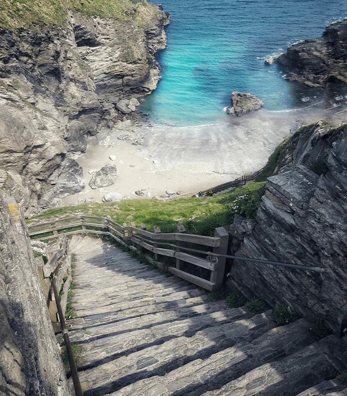concrete stair towards beach